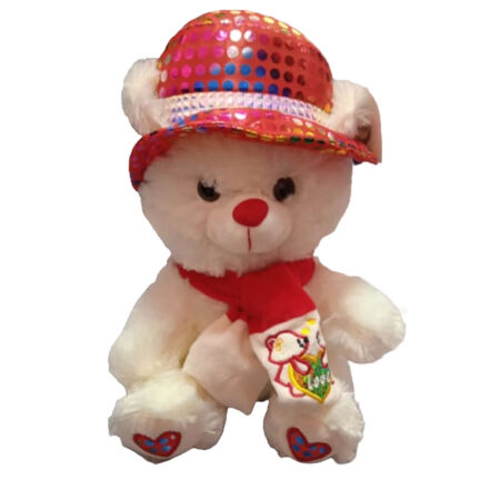 Peluche blanco con gorra