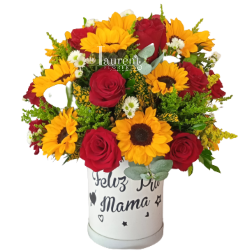 Energia del corazón rosas y girasoles