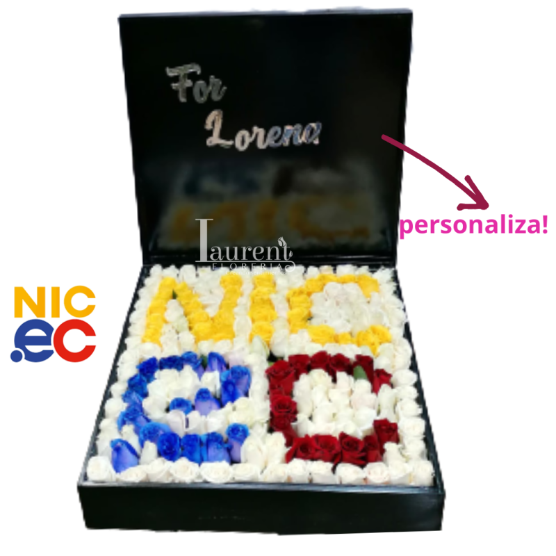 Caja de rosas con logotipo personalizado