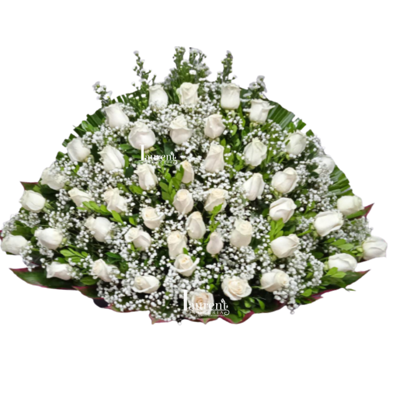 Abanico de rosas blancas